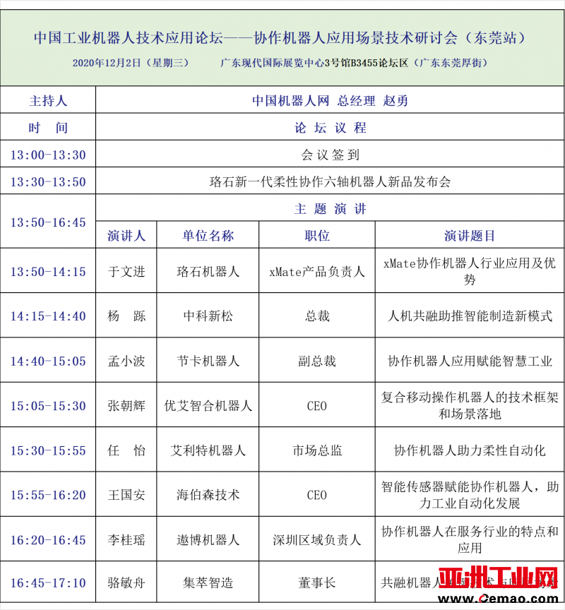 【速速报名】2020年最后一场机器人专题论坛——协作机器人应用场景技术研讨会_中国机器人网