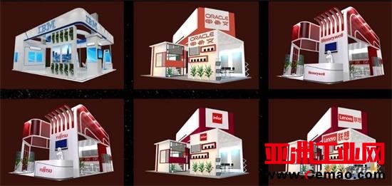 参展厂商的各色展厅