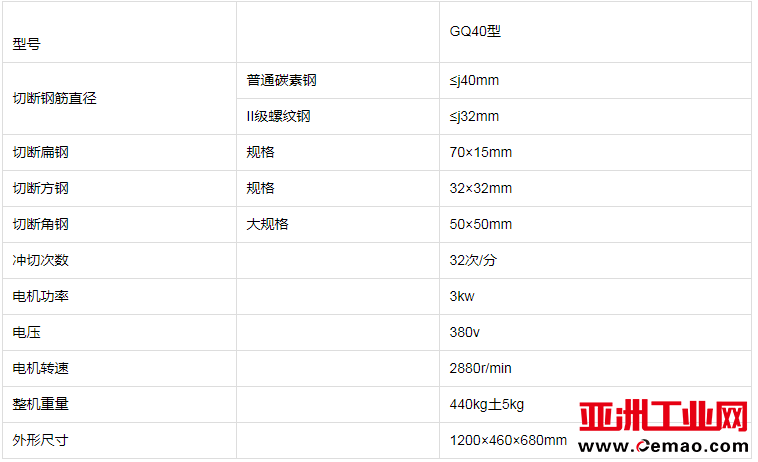 GQ40螺纹钢切断机参数