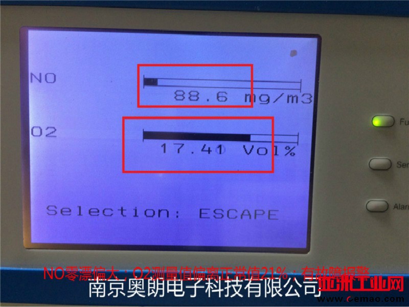 NO零漂偏大O2测量值偏离正常值有故障报警 (2)