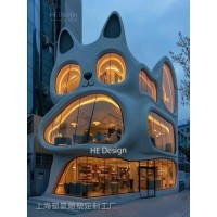 乐清 广场夜景雕塑 波斯猫建筑雕塑 可爱猫咪建筑