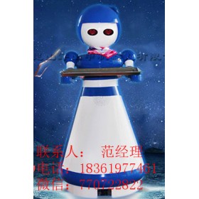 机器人“小萝莉”根据地面磁条设计的线路行走