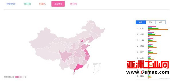 2017年上半年我国制造业技术热度版图