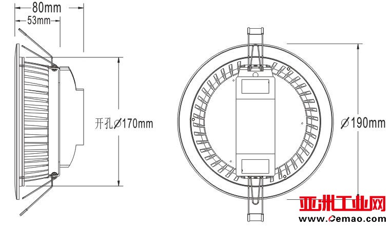 6寸LED筒灯尺寸图