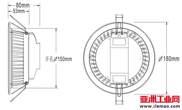 5寸LED筒灯尺寸图